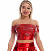 Gilet court slim à manches courtes et épaules dénudées